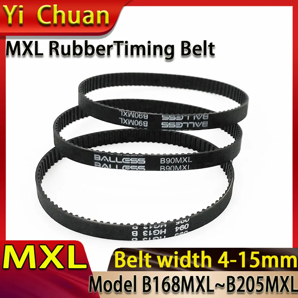 

3D Printer Conveyor Belt MXL,Rubber Timing Trapezoidal Toothed Synchronous Belt B168MXL~B205MXL MXL Type Width 3/4/6/10/12/15mm