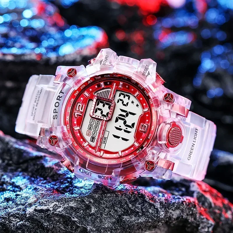 New Transparent Strap Watch Man Women Kids Waterproof Fashion Multifunctional Sports Digital Electronic Watches Reloj De Mujer