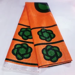 2024 Fashion Orange African Gild Silk Jacquards Lace Fabric High Quality French Brocade Lace Fabric 5Yards for Dress P802-2