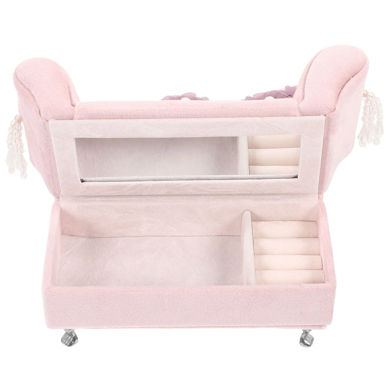 

Cute Fabric Jewelry Box Couch Shape Trinket Storage Box for Earrings Rings Necklaces Brooches Hairpins Decorative Table