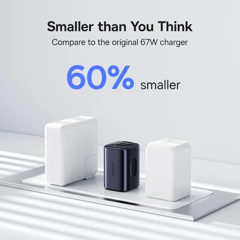 Baseus 67 Вт GaN Зарядное устройство Mini USB C Быстрое зарядное устройство для быстрой зарядки телефона Зарядное устройство для iPhone 17 16 Портативное дорожное зарядное устройство для ноутбуков