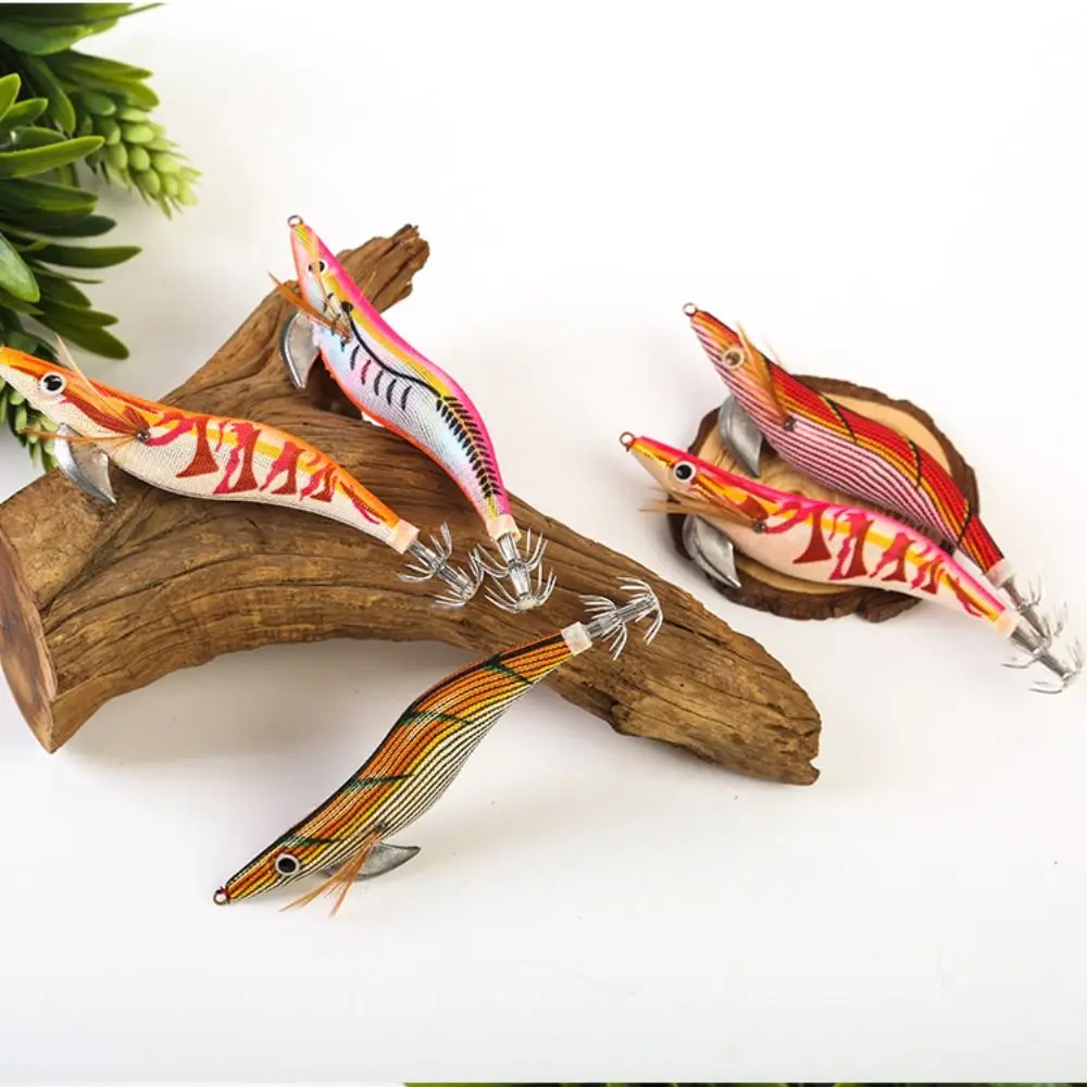 

Shrimp 115mm 14.5g Squid Jig Horizontal Luminous Artificial Calamar Wood Shrimp Webfoot Slow Sinking Lure Sea Fishing