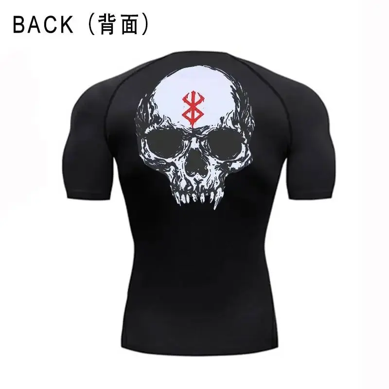 

2025 Quick Dry Compression Shirts for Men, Gym Workout, Fitness Undershirts, Skull Guts Print Tees, Summer Sportswear, S-3XL