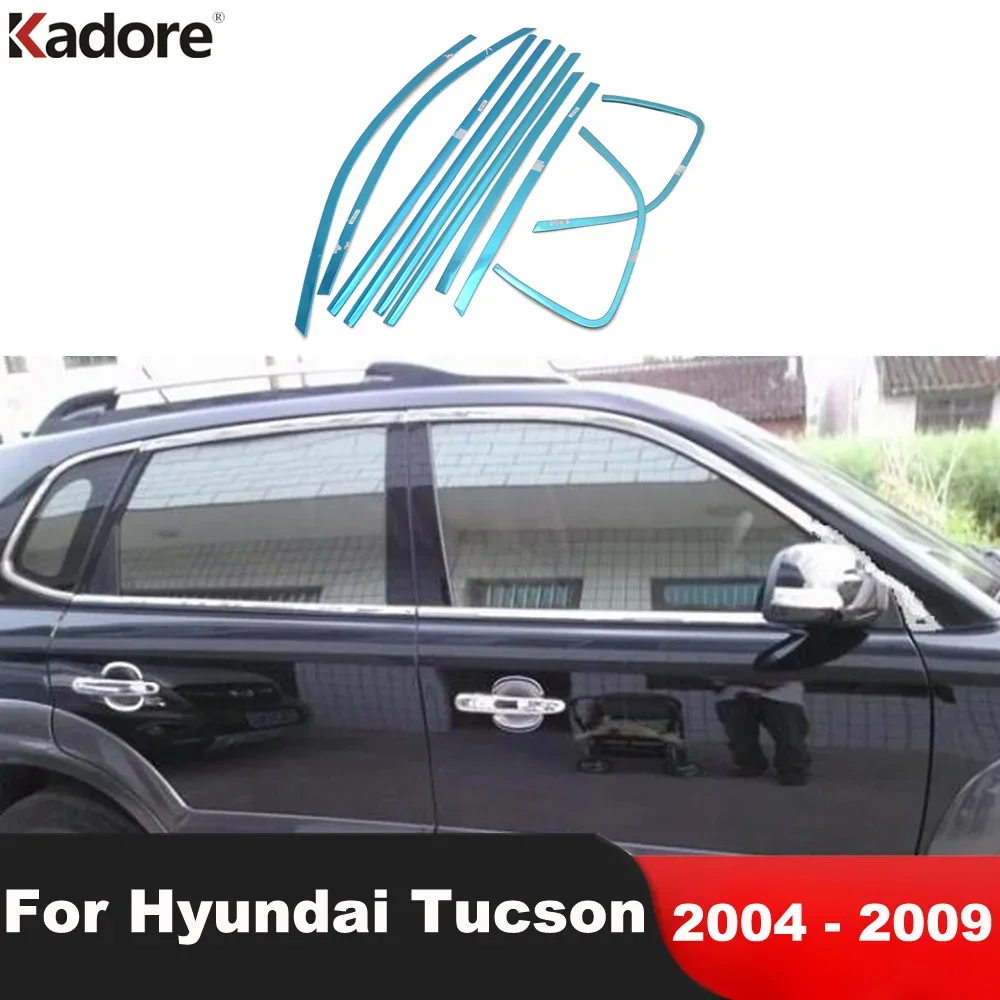 Window Frame Sill Trims For Hyundai Tucson 2004 2005 2006 2007 2008 2009 Stainless Steel Car Windows Molding Strips Accessories