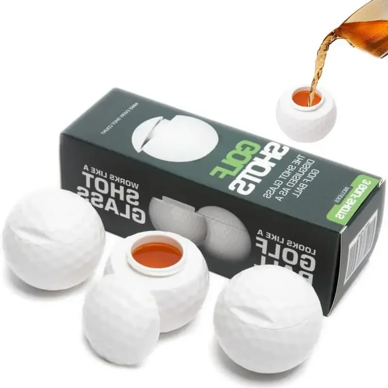 

3Pcs Golf Ball Shaped Shot Glass Washable Reusable Wine Cup Plastic Shots with Lid Party Favors Decoration for Birthday Parties