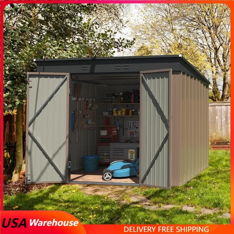 

Greesum Outdoor Storage Shed Steel Utility Tool Shed Storage House Metal Sheds Outdoor Storage for Backyard Garden Patio Lawn