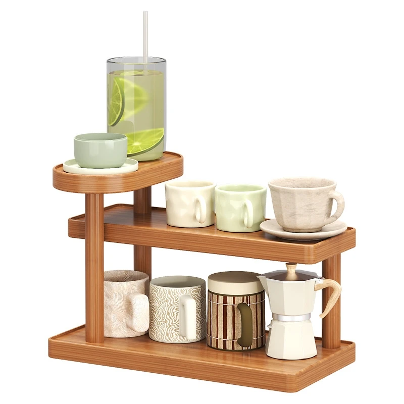 Small Desktop Multi-Layer Storage Rack Coffee Cup Holder Organizer for Kitchen Bathroom