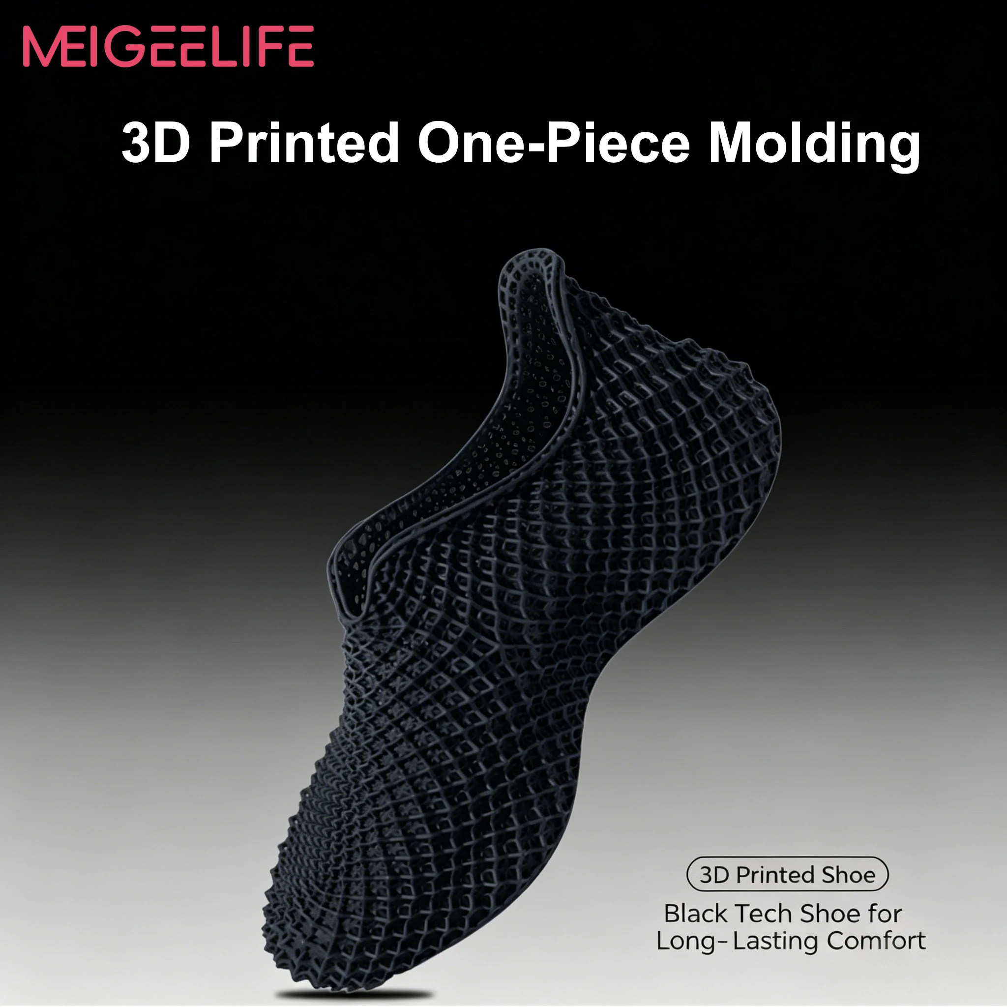 New 3D Printed Casual Shoes Breathable Waterproof Silent One-piece Molding Amphibious Sports Shoes Soft Cushioning Unisex Footwe
