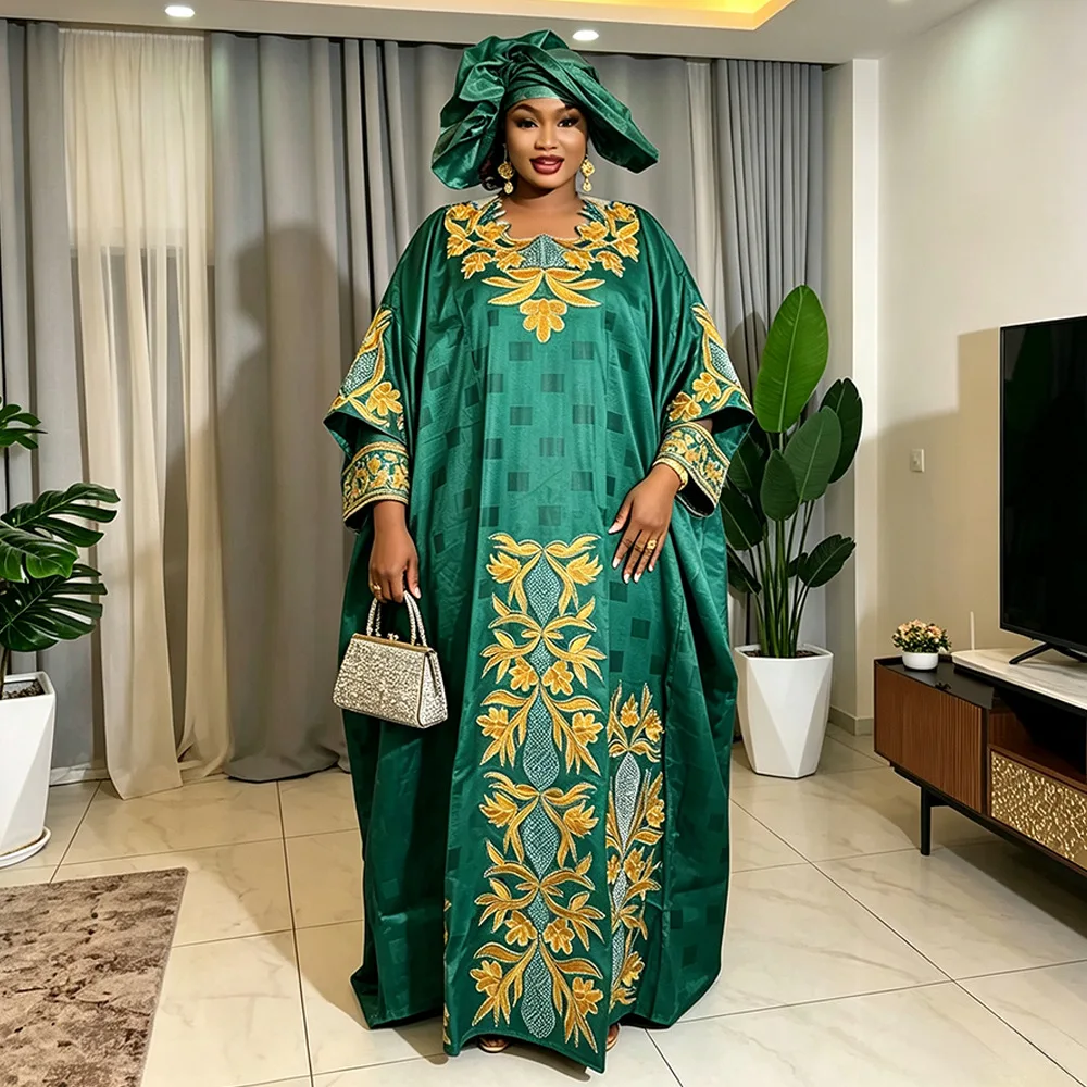 Plus Size African Clothes for Women Dashiki Ankara Embroidery Kaftan Boubou Robe Bazin Design Wedding Party Dresses 2027