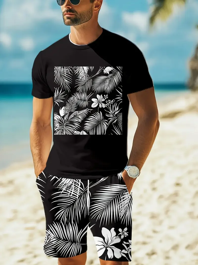 2025 outdoor activity 3D printed T-shirt set casual and comfortable T-shirt Leisure party attire Hip hop street style 