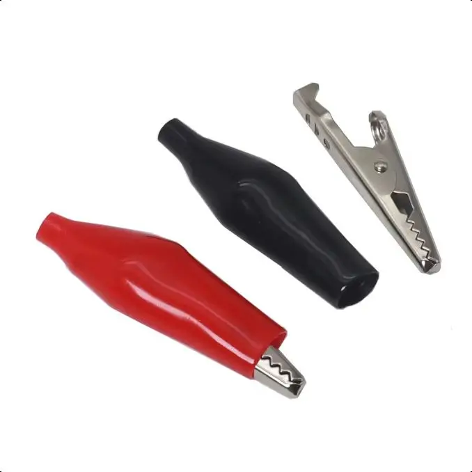【10PCS】28mm/35mm/45mm Metal Test Alligator Clips, G98 Crocodile Electrical Clamp Black Red Plastic Boot Car Battery Test Meter