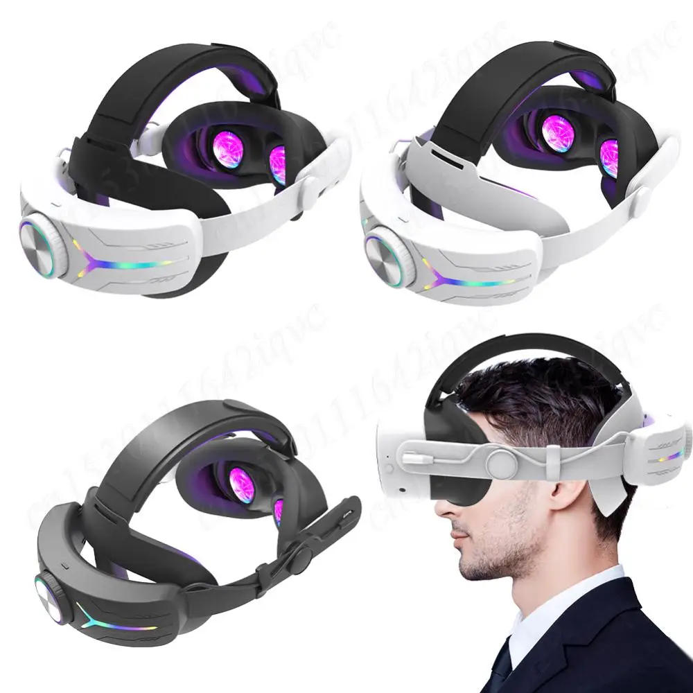 Adjustable RGB Head Strap 12000mAh Battery Extend VR Playtime Comfort Head Strap Headband VR Accessories Strap for Meta Quest 3S