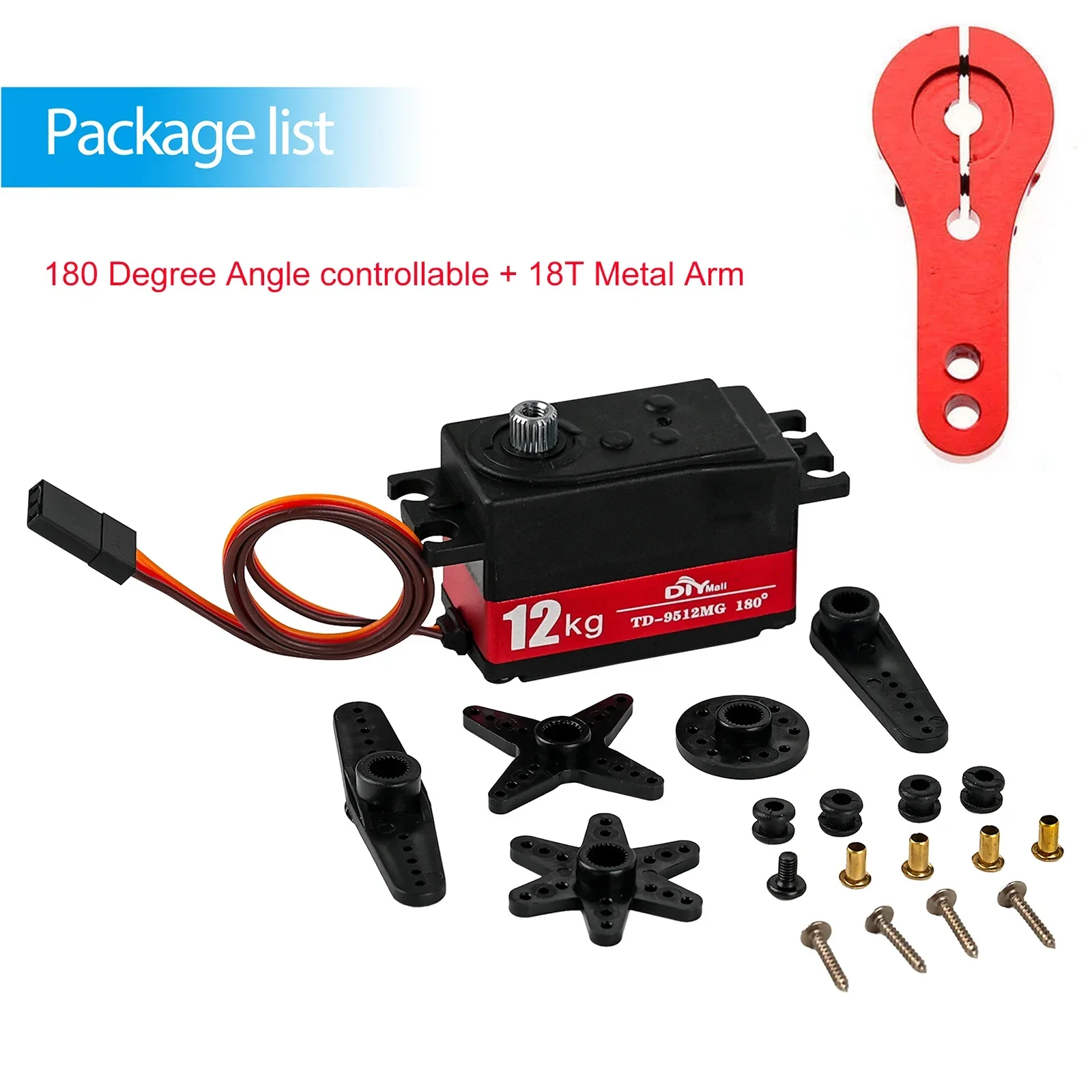 12 kg digitales Servo TD-9512MG Halbmetall 4,8 V-7,4 V Lenkgetriebe 180/270/360 Grad für RC Auto 1:8 1:10 Drift Car Flat Runner