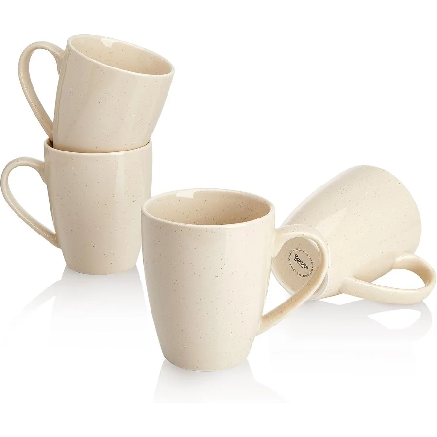 

Porcelain Coffee Mugs - 16 Ounce Top to the Rim for Coffee Tea Cocoa Set of 4 Beige - Ideal for Morning Rituals Office Use and