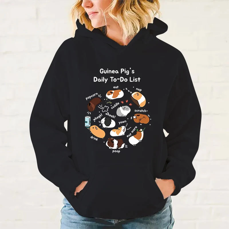 Funny Guinea Pig Daily To Do List Print Hoodie Fashion Women Men Casual Pullover Hoodies Ladies Sweatshirt