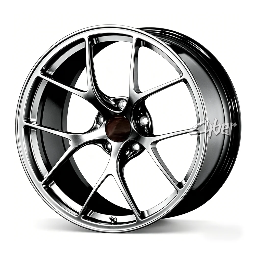Ultra-light 5 Cross Spokes Forged Aluminum Wheels for BS RI-D High Gloss Black Sunding Mirror Polish Gloss Black Cut Finish