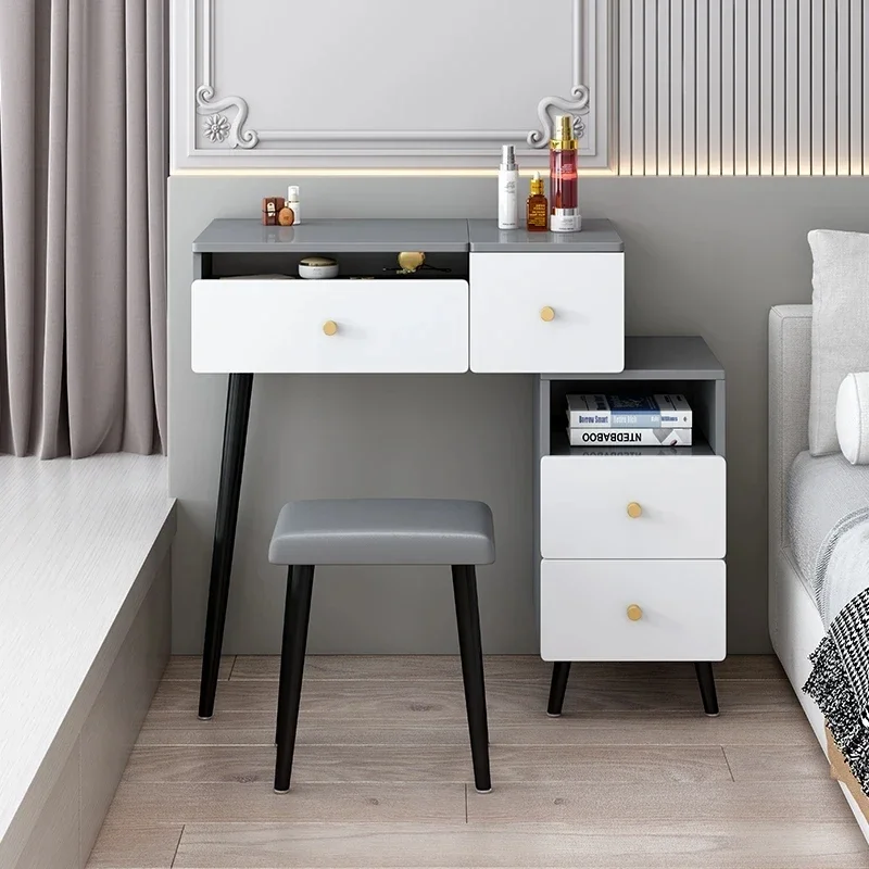 Black Makeup Dressing Table Modern Storage Solid Wood Dresser Near Bed Minimalist Coiffeuse De Chambre Bedroom Furniture