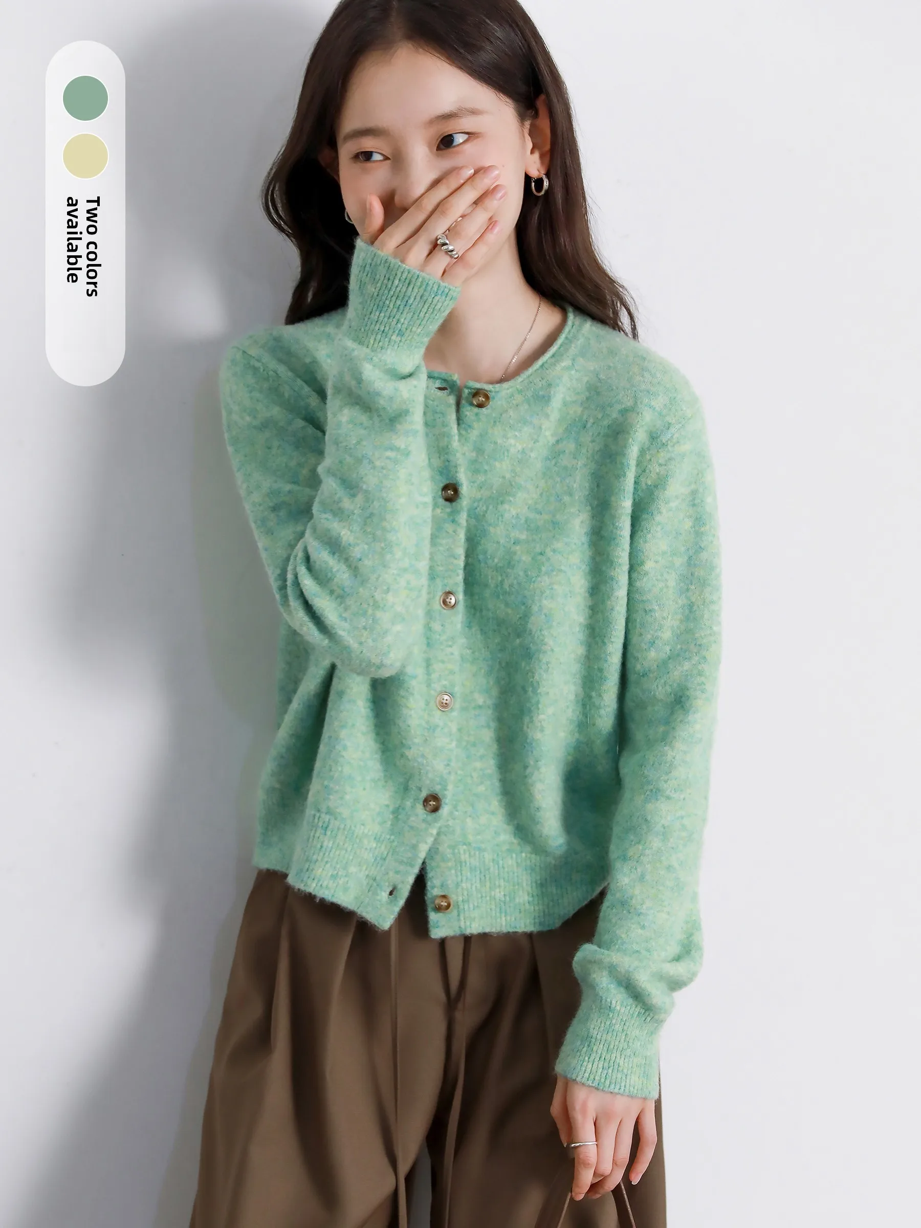 

Loose Long Sve een Knitted Sweater Floral Pattern Wool Blend Casual Sle ort Length Open Cardigan for Women Autumn Wi...