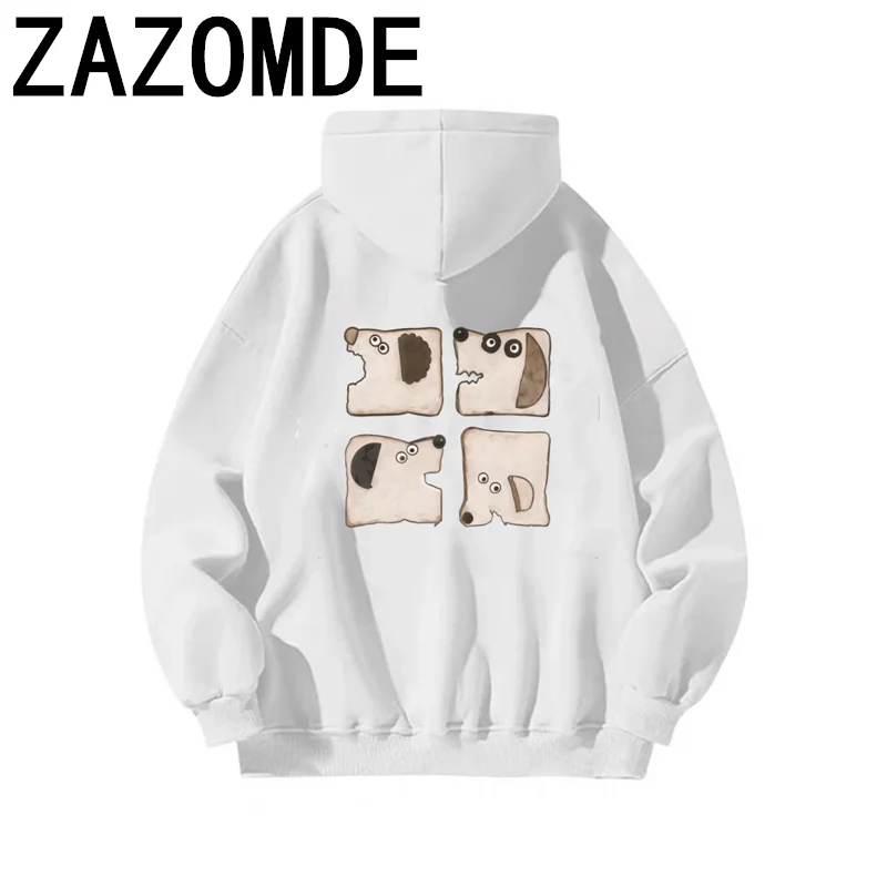 ZAZOMDE Cute Dog Printed Hoodie Men Autumn Cotton Oversize Hoody Hip Hop Loose Sweatshirt Soft Oversize Clothes Hoody Tops Women