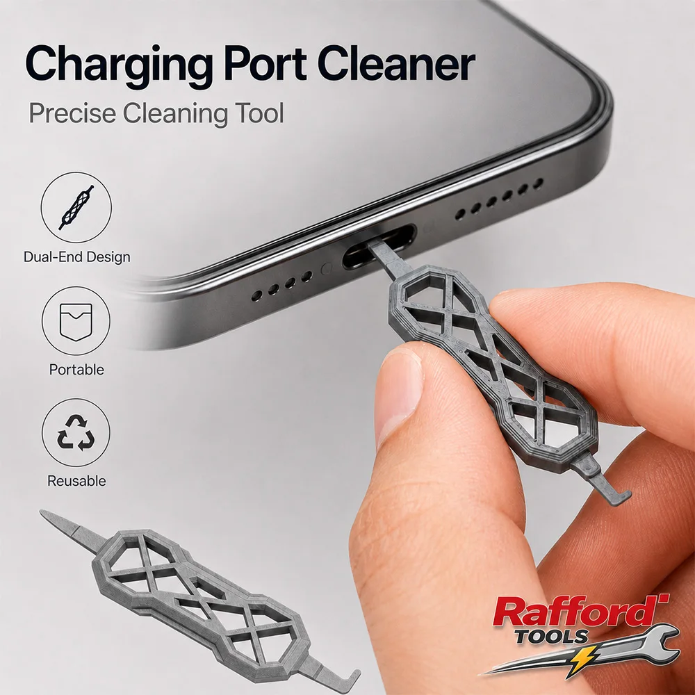 2pcs Rafford Portable Charging Port Cleaner, Dual-End USB C Phone Dust Remover Tool for USB-A USB-B USB-C