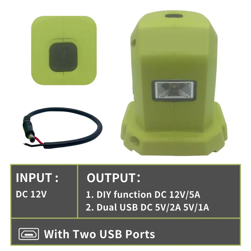プラスチック製バッテリーアダプター、p743-18v-144v-li-用-2usb-ポート付き、照明機能付きポータブル電源アダプター