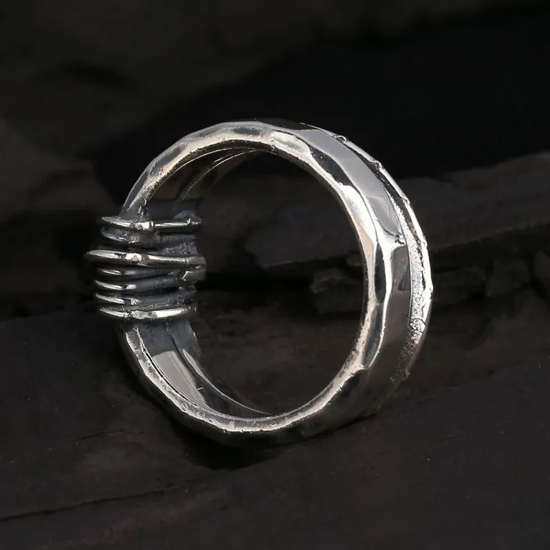 BOCAI New S925 Silver Jewelry Accessories Handmade Munich Industrial Style Pioneer Ring for Men Fashionable Personalized Gifts