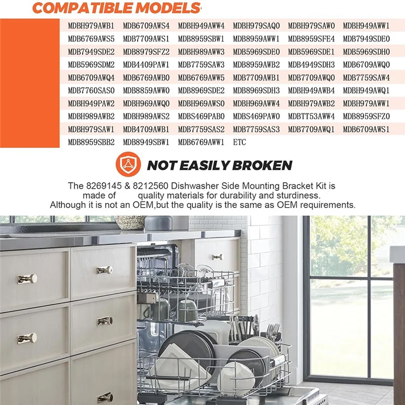 INLIG-For Whirlpool Kenmore Kitchen Aid متوافق مع دعامة تثبيت جانبية لغسالة الأطباق مع أرقام جزء مسامير 8212560 و 826914