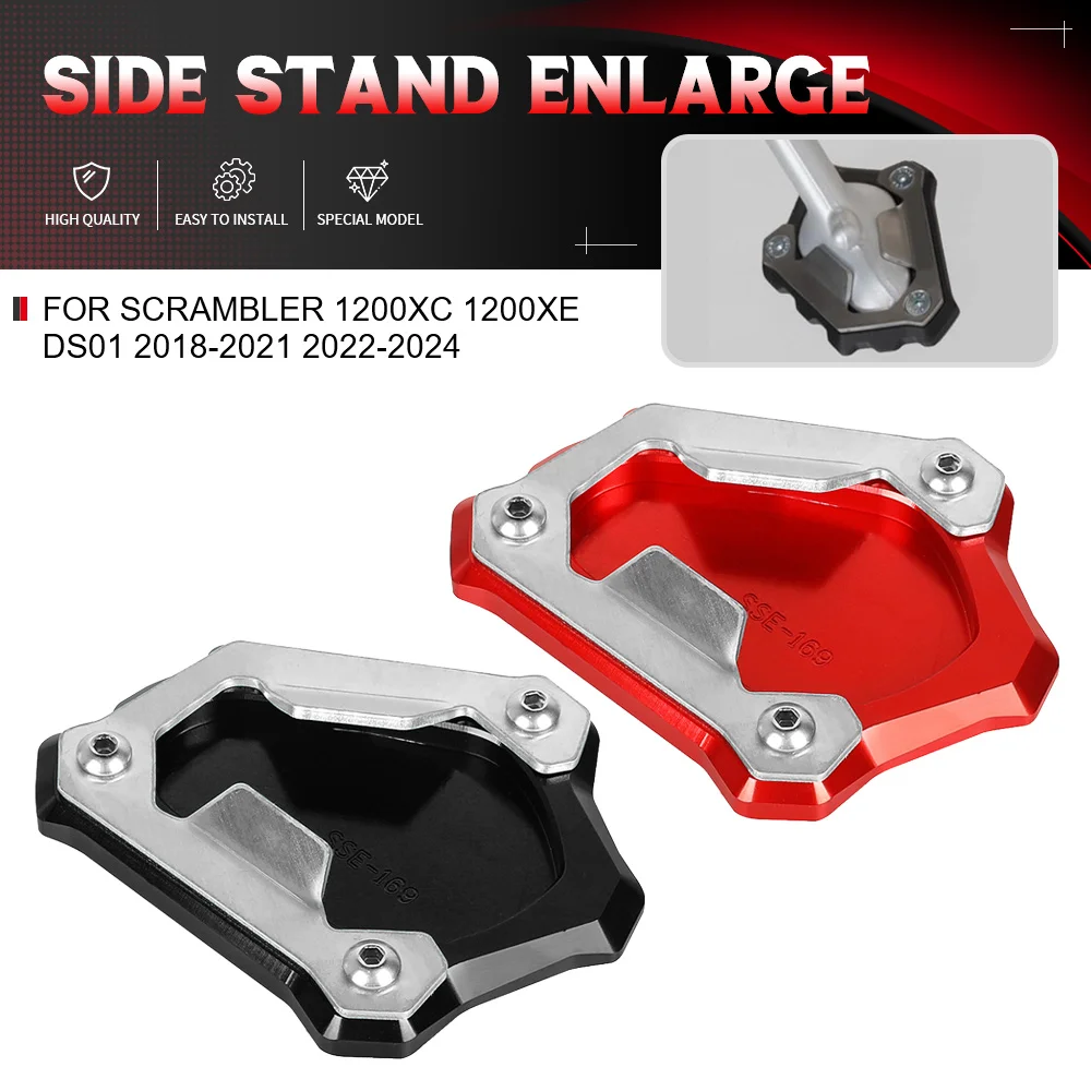 Motorcycle CNC Accessories Extension Pad Support Kickstand Foot Side Stand For Scrambler 1200XC 1200XE DS01 2018-2021 2022-2024