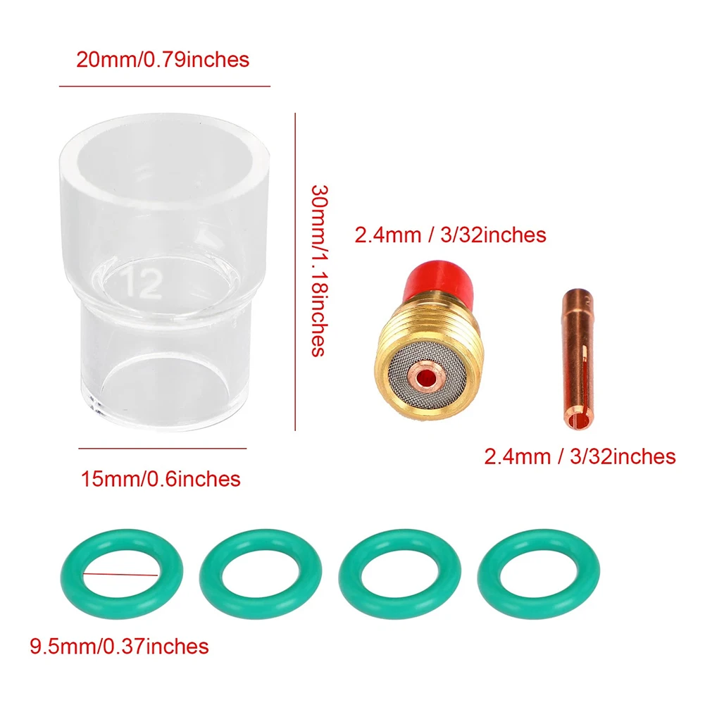 Welding Torch Accessory 7pcs TIG Welding Torch For Stubby Gas Lens Glass Cup Kit For WP-9/20/25 TIG Welding Torch Chuck