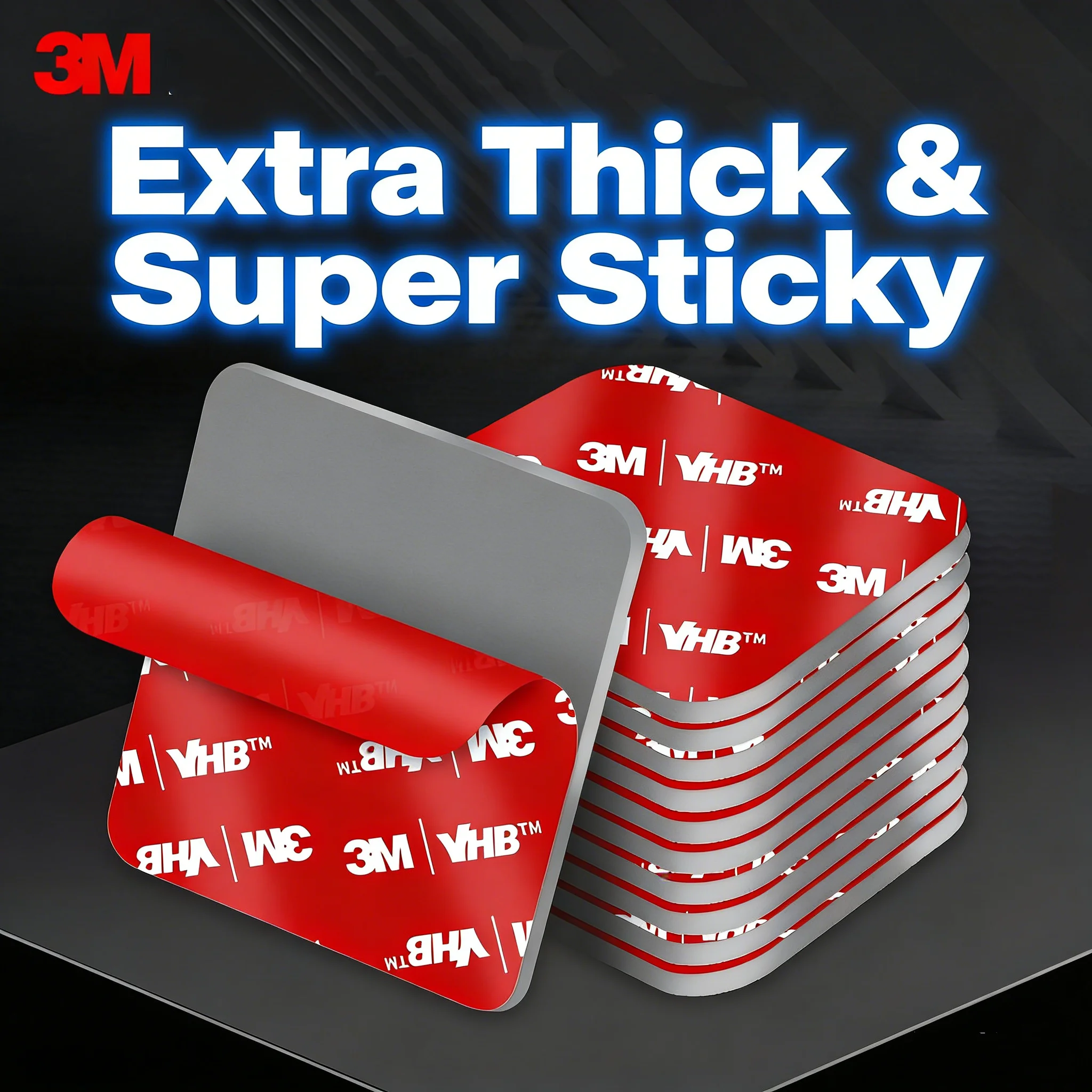 3M 10pcs Double Sided Tape Strong Fixing Adhesive Thicken High Viscosity Square Traceless Foam Tape Car Special Fixing Stick
