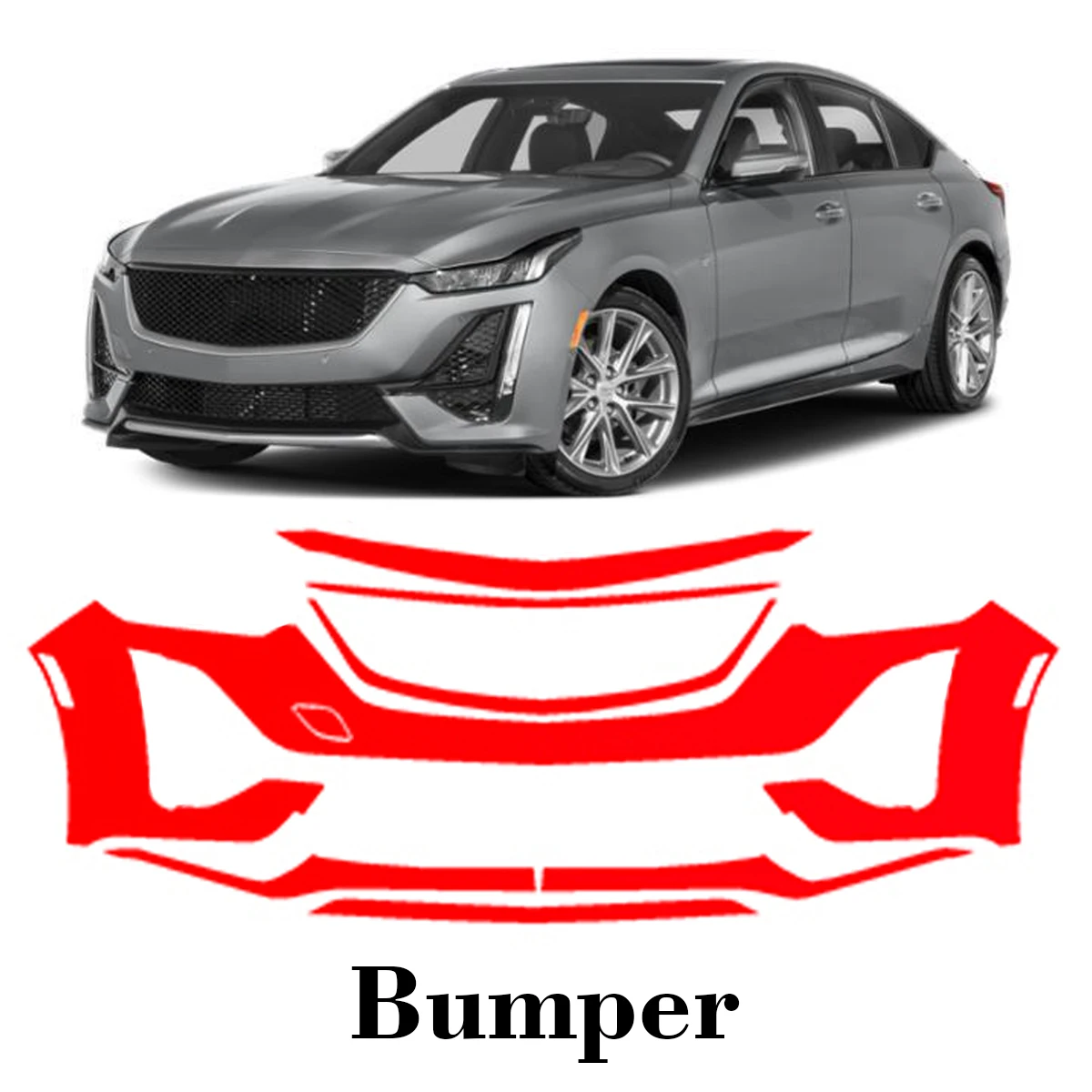 Car Precut Paint Protection Film Front Bumper Anti-scratch Exterior TPU PPF For Cadillac CT5 Sport 2020-2024