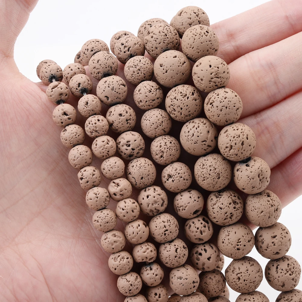 Multicolor Lava Stone Beads Natural Round Volcanic Rock Loose Spacer Beads for Jewelry Making DIY Bracelet Necklace 4 -12mm