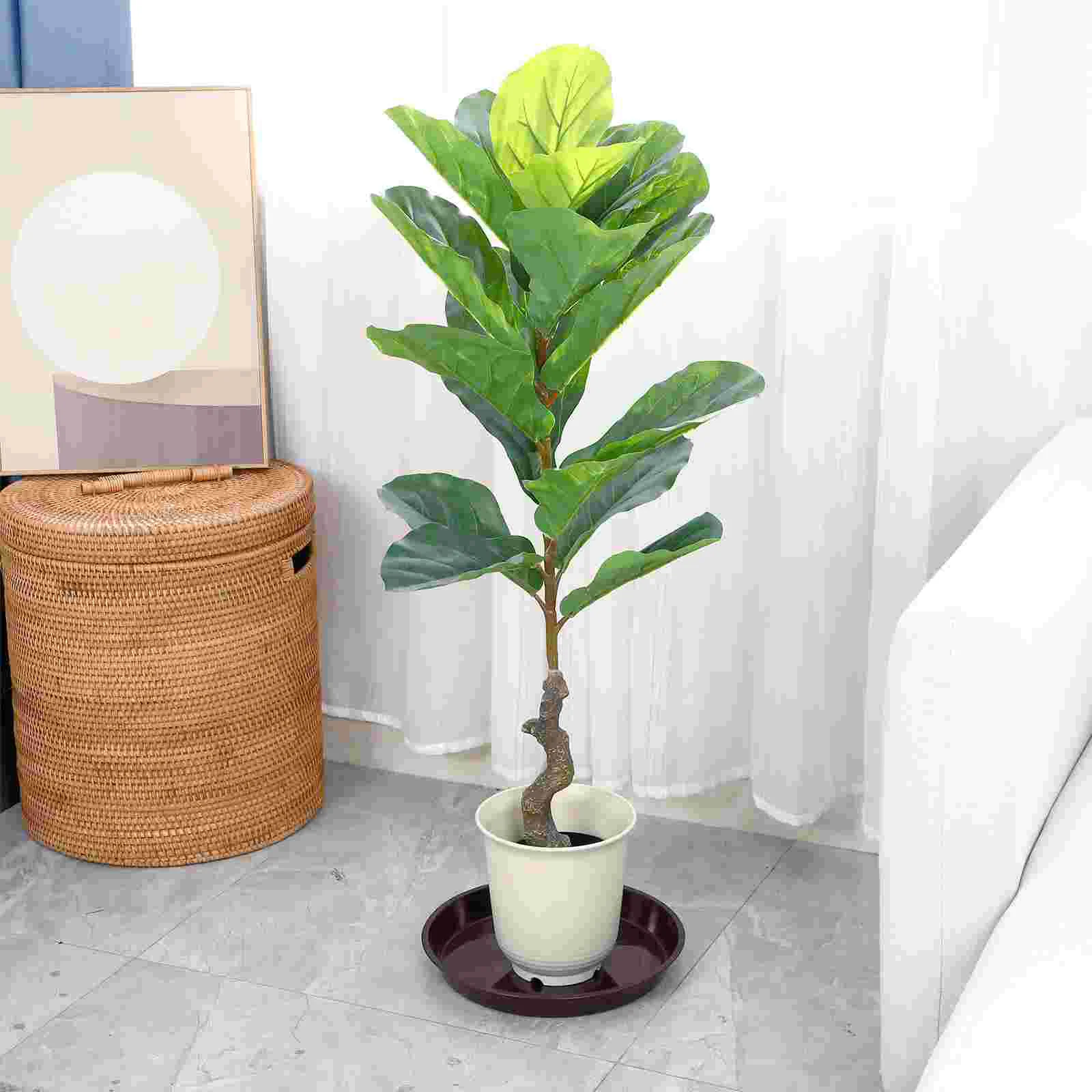 

5 Pcs Flower Pot Trays 300 Coffee Brown 26CM Inner Diameter Reusable Plastic Round Saucer Heavy Duty Garden
