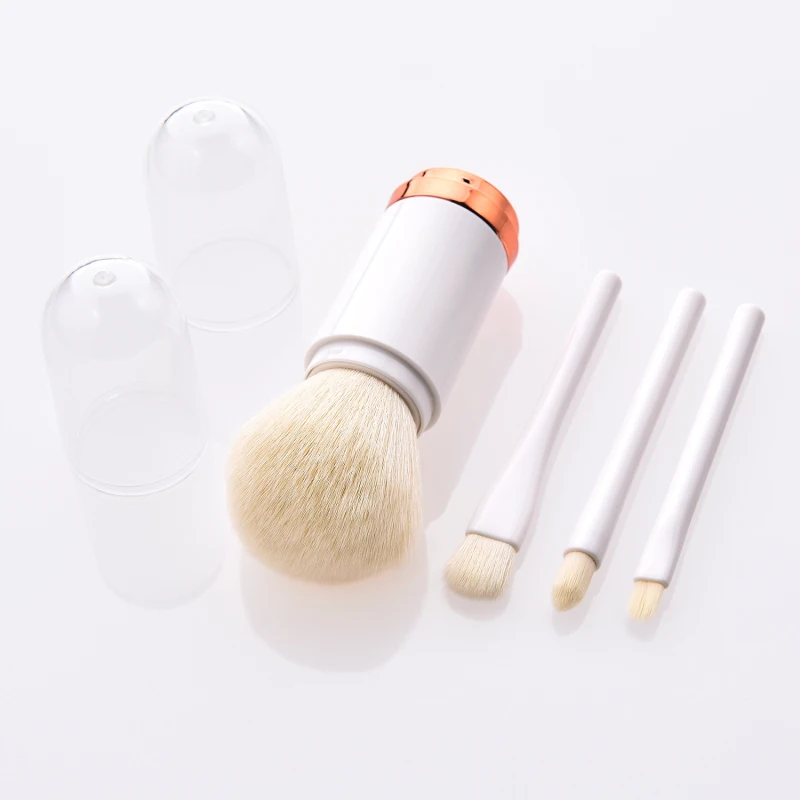 Juego de brochas de maquillaje telescópicas 4 en 1, 1 a 10 piezas, portátiles de viaje, sombra de ojos en polvo, brocha suelta, cosméticos para labios, brocha de maquillaje facial