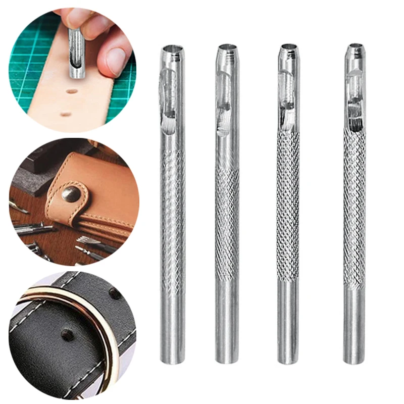 Runde Leder Form Locher Kit Gürtel Hohl DIY Punch Set Metall Cutter Werkzeug 2,5/3,0/3,5/4,0mm Für Uhr Band Handwerk Kleidung