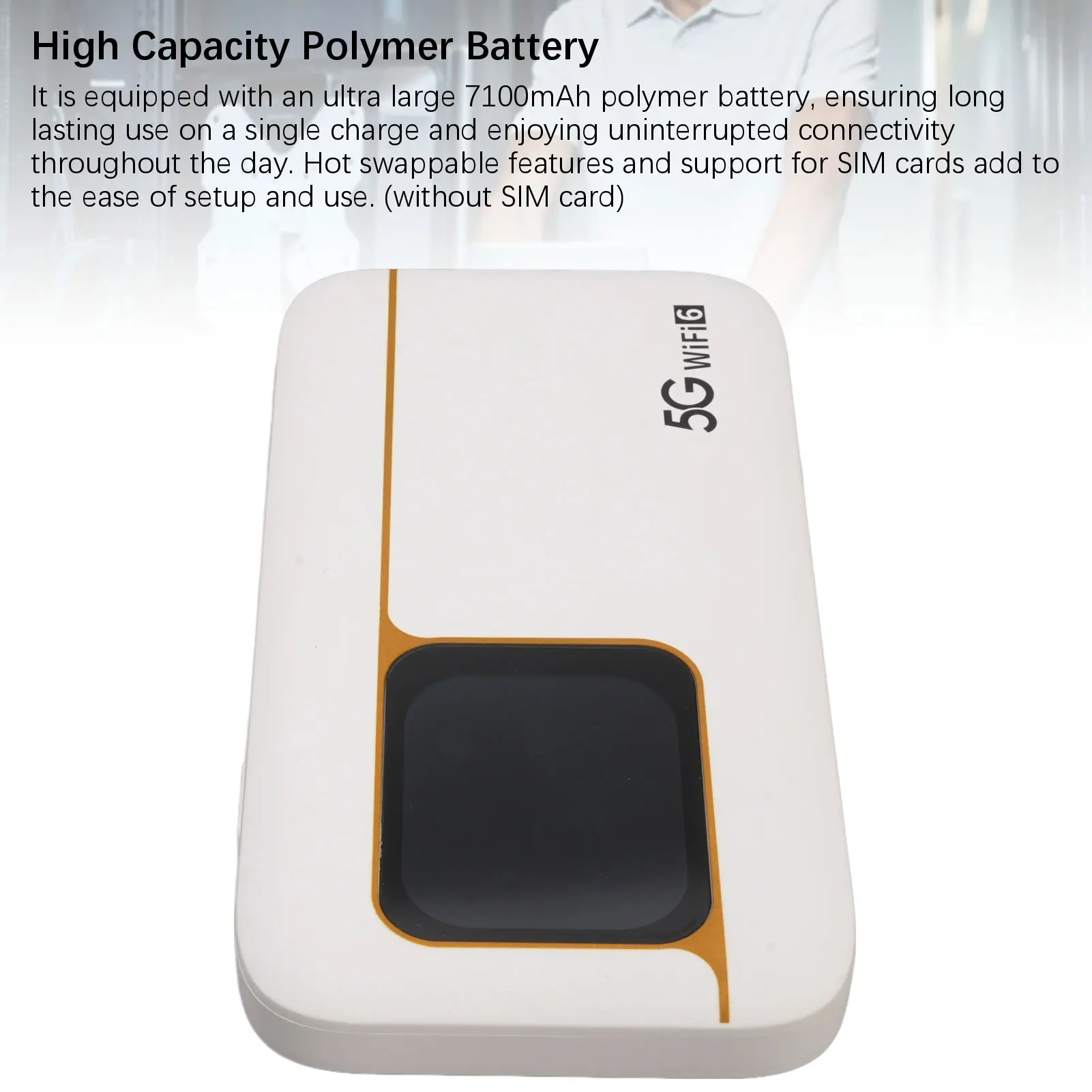 Mobile Hotspot High Speed WiFi 6 2.01 Inch  5G Mobile Hotspot Router Supports 16 Devices USB C for Working Places