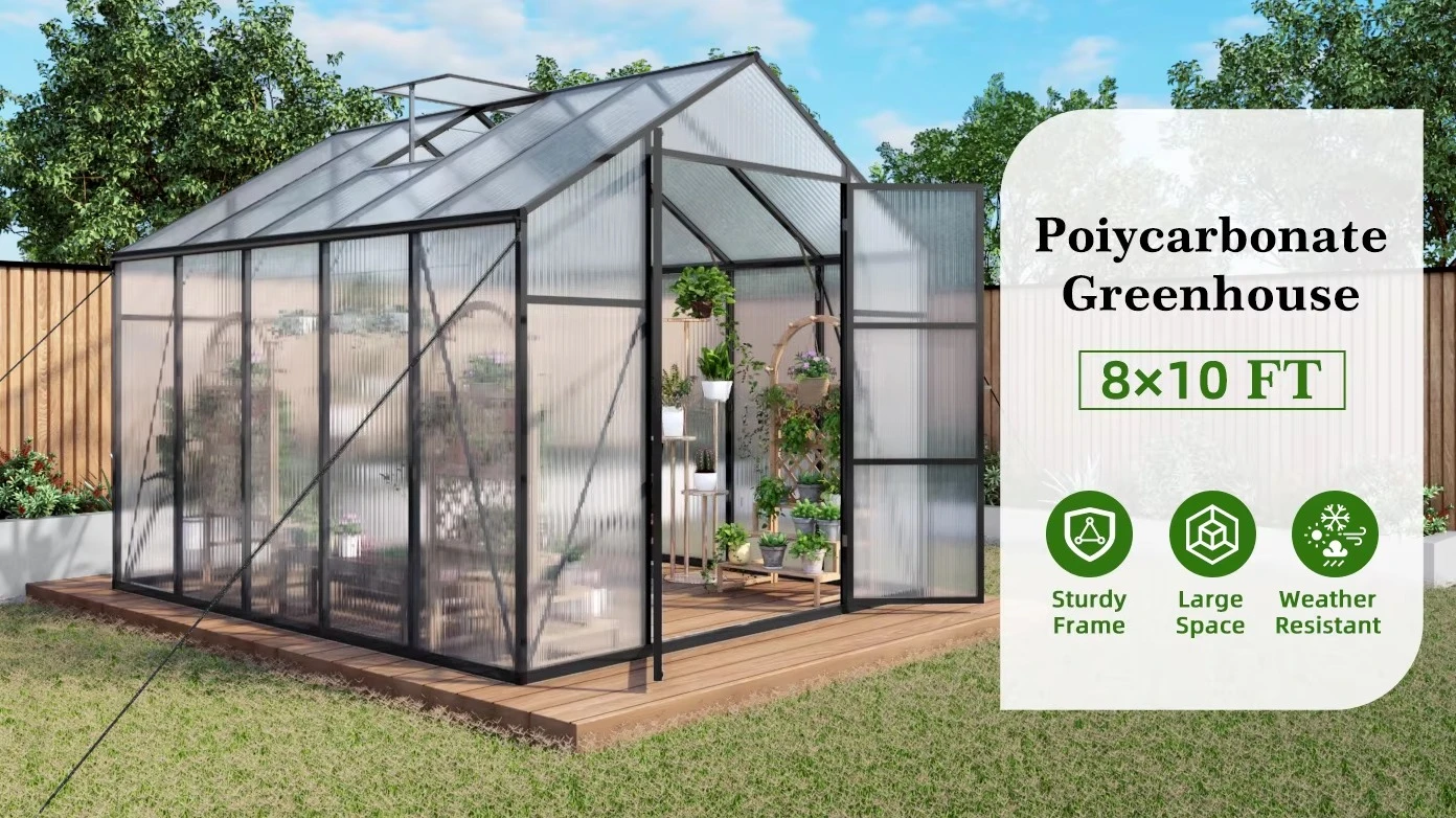 rt-8x10ft Walk Greenhouse Alum - огляд і ціна Polycarbonate Greenhouse Aluminum Frame