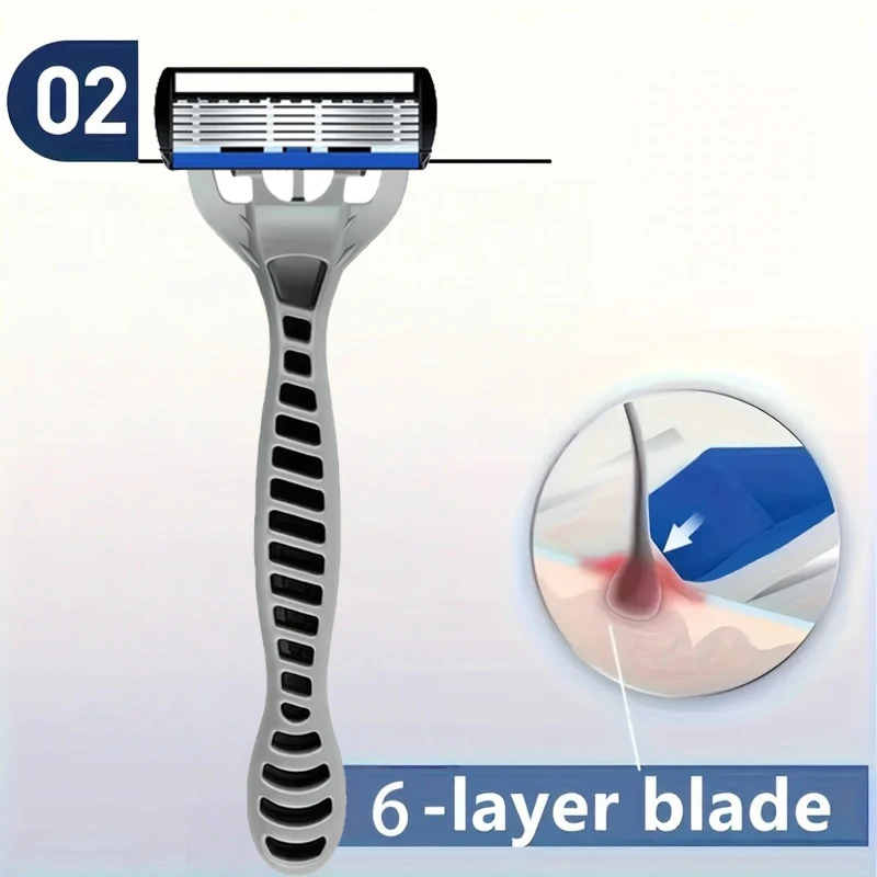 Men's Convenient Multi-Blade Shaver: Effortless Bald Head & Body Hair Grooming For Unisex Washable Shave Clean In One Strok ﻿ ﻿