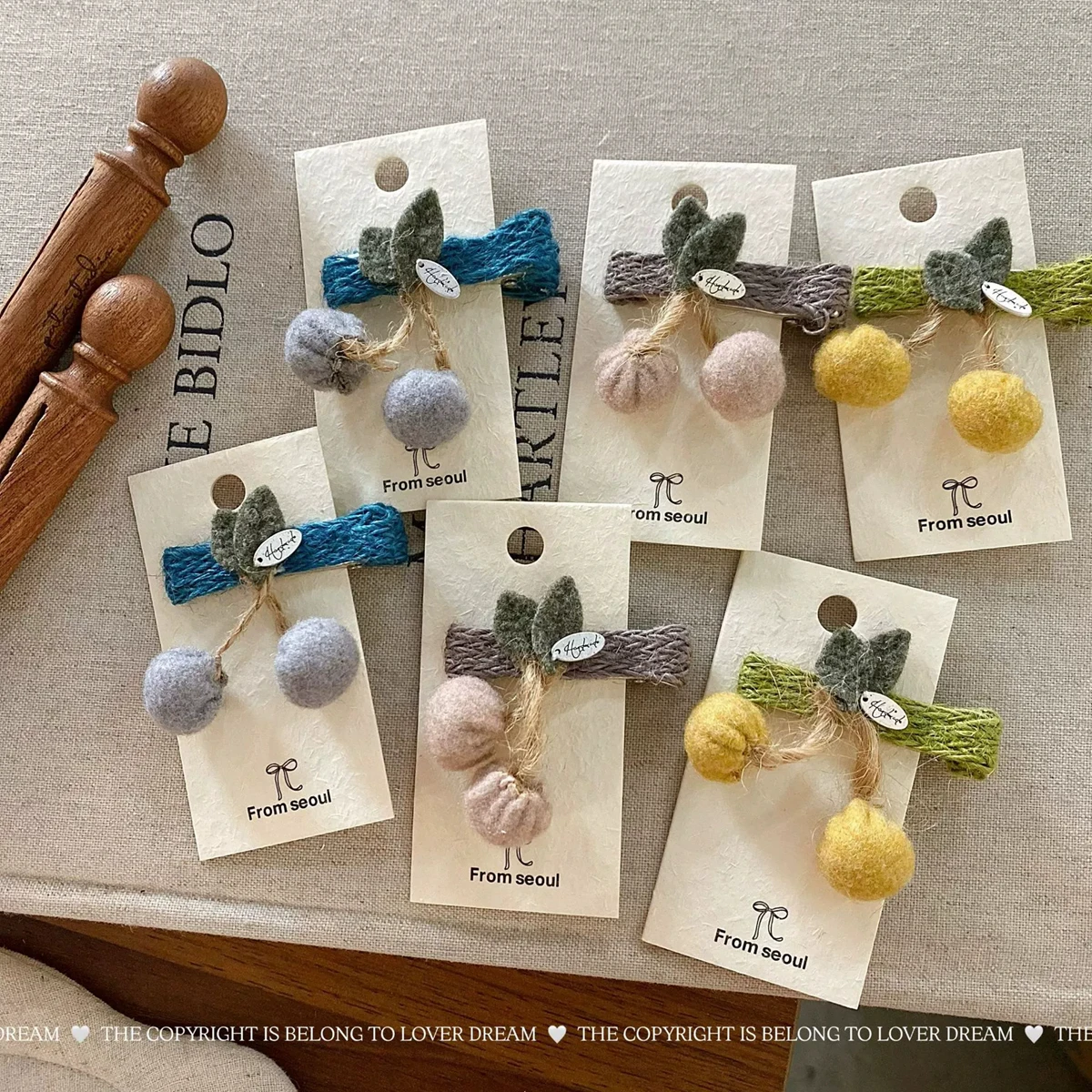 

Заколки для волос с рисунком вишни для девочек, детские шерстяные фетровые боковые зажимы, милые детские аксессуары для волос, заколки для волос в корейском стиле, шерстяные заколки для волос