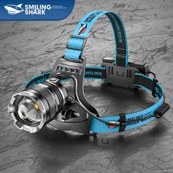 P70 LED Sensor Headlamp Waterproof Fishing Searching Camping Head Strong light telescopic zoom Flashlight 2x18650  batteries