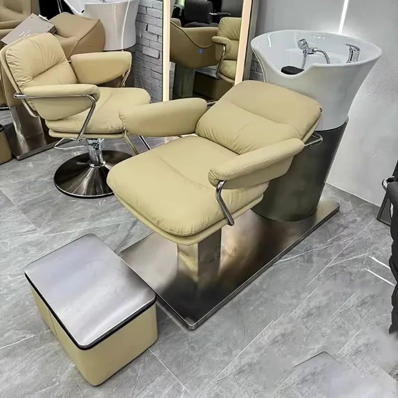 

Comfortable Ergonomic Hair Shampoo Bed Luxury Modern Trendy Portable Shampoo Bed Fashion Lounge Cadeira De Barbearia Furniture