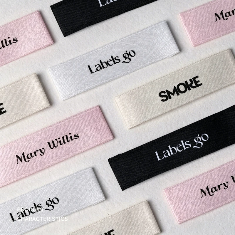 Custom Polyester Cotton Tape Printing Labels – Washable Silky Soft Main Label, DIY Logo & Size Personalized for T-Shirt Clothing