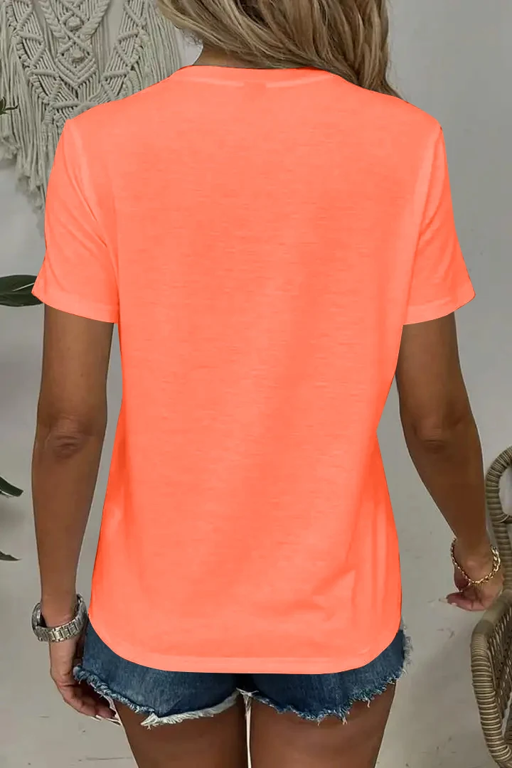 Modisches Damen-T-Shirt-Set in Unifarben mit Kurzen Ärmeln, 3-teilig – Detail 2