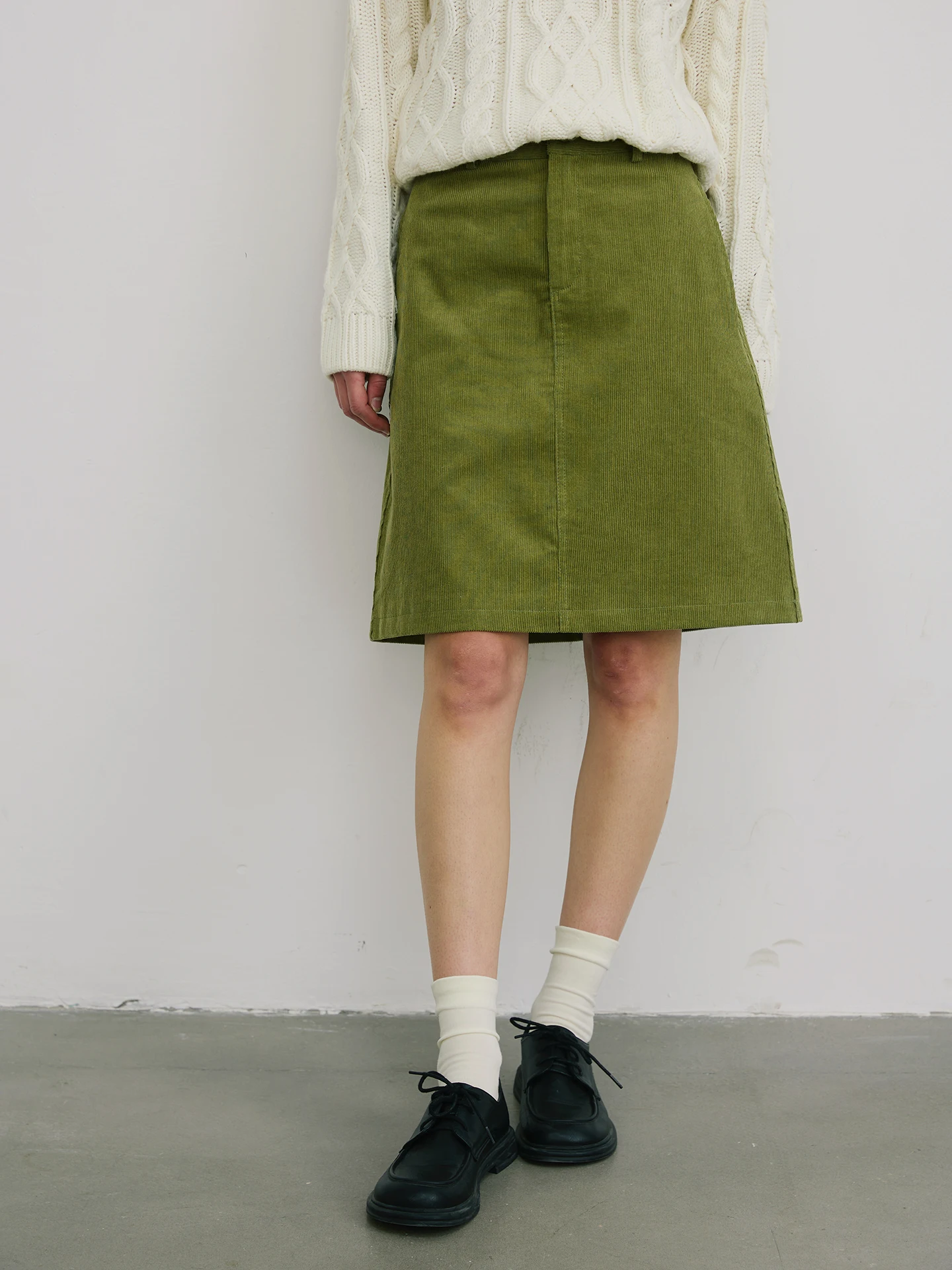 

Юбка Willbewell Olive из вельвета А-силуэта с высокой талией, из хлопковой ткани, женская, весенняя, модная, короткая/миди-длина