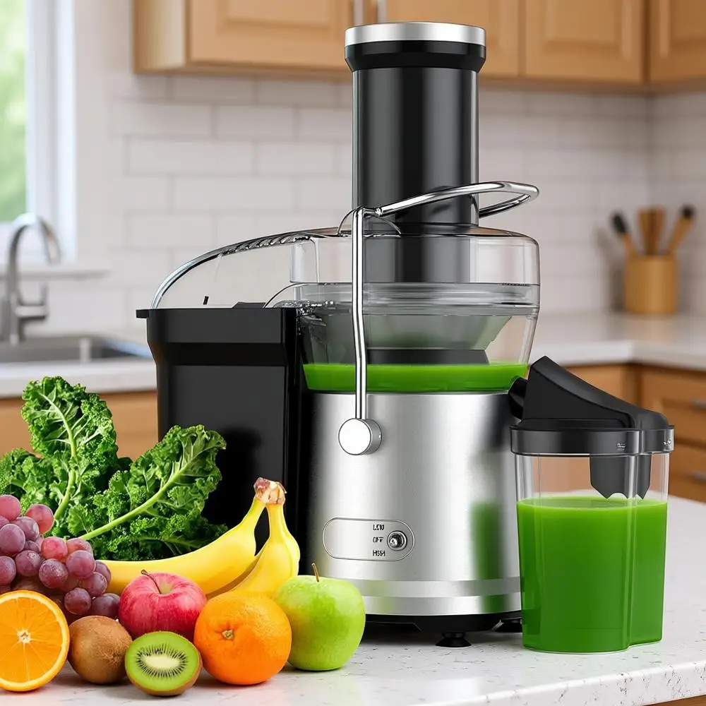 

1200W Juicer with 3 Feed Chute, Dual Speeds, High Juice Yield, Full Copper Motor, Easy to Clean, BPA Free