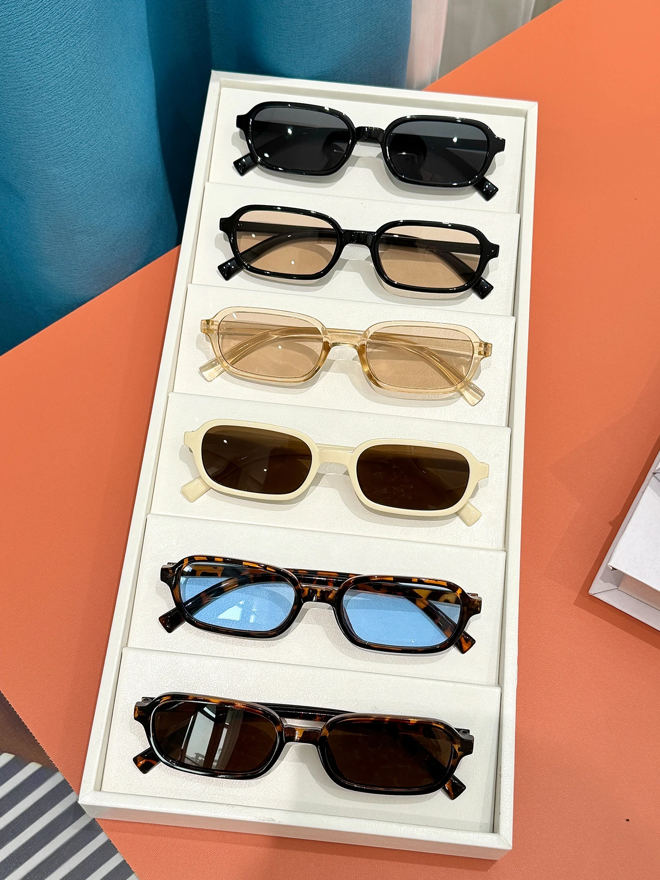 6Pcs Fashionable Oval Small Frame Glasses European and American Classic Versatile Set Glasses Multi-Color Combination with Gift