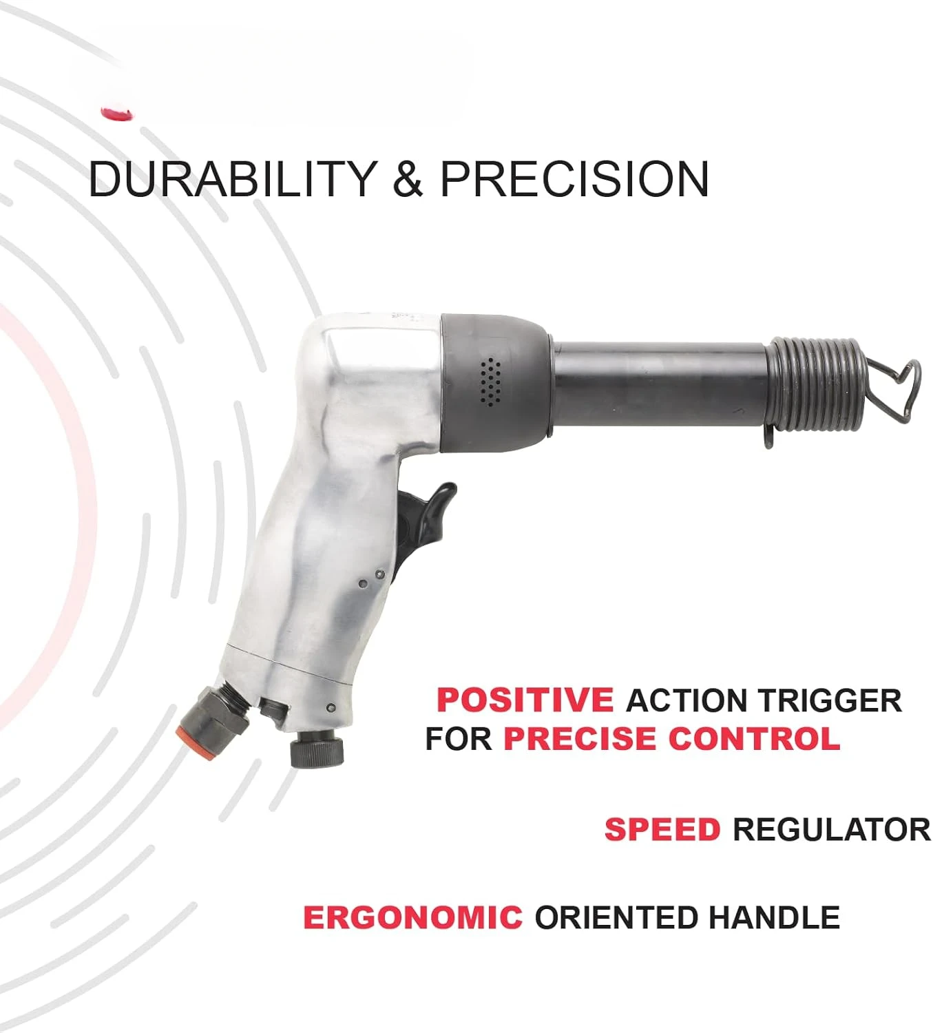 Air Hammer, Welding Equipment Tool, Construction, 0.401 Inch (10.2mm), Round Shank, Pistol Handel, Stroke 3.15 in / 80 mm