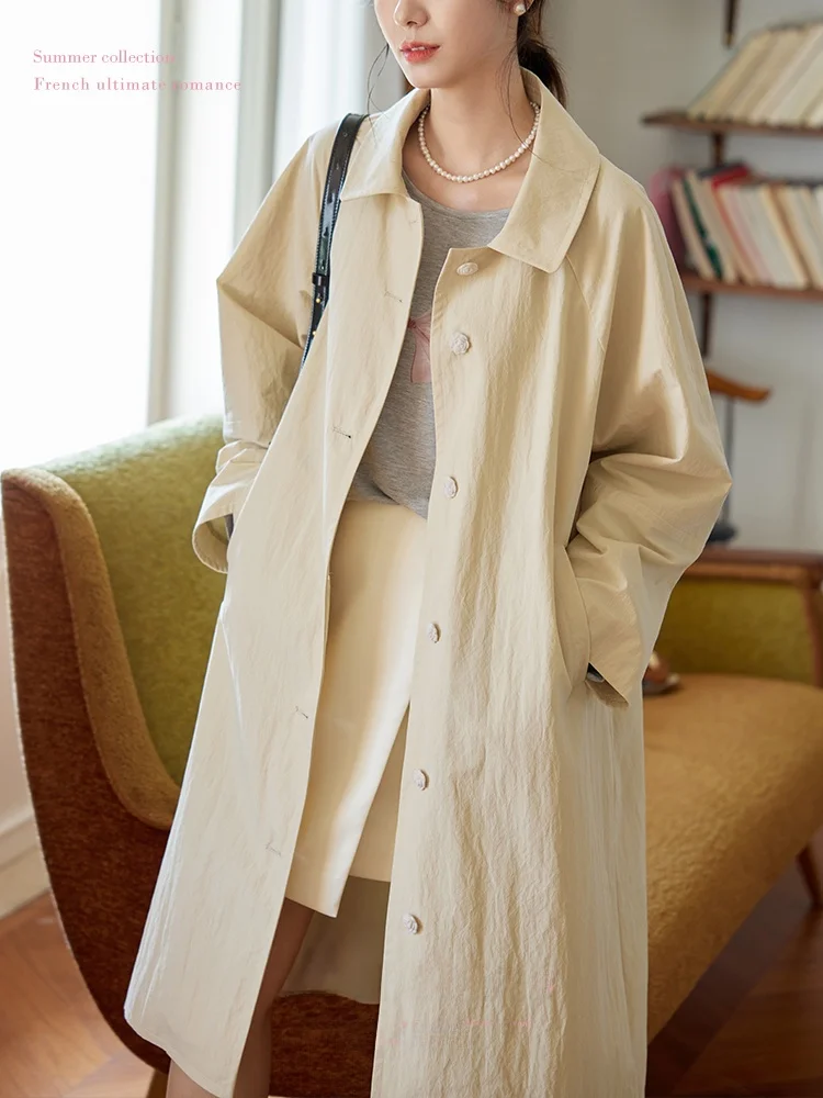 

Женское винтажное пальто средней длины цвета хаки Moriirose с прямым кроем, на плечевых шнурах, для повседневной носки