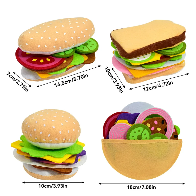 28 قطعة ورأى الغذاء برغر ساندويتش الغذاء مجموعة الأطفال التظاهر باللعب الغذاء ساندويتش لعب الأطفال المطبخ لعب الأدوار الهدايا #2