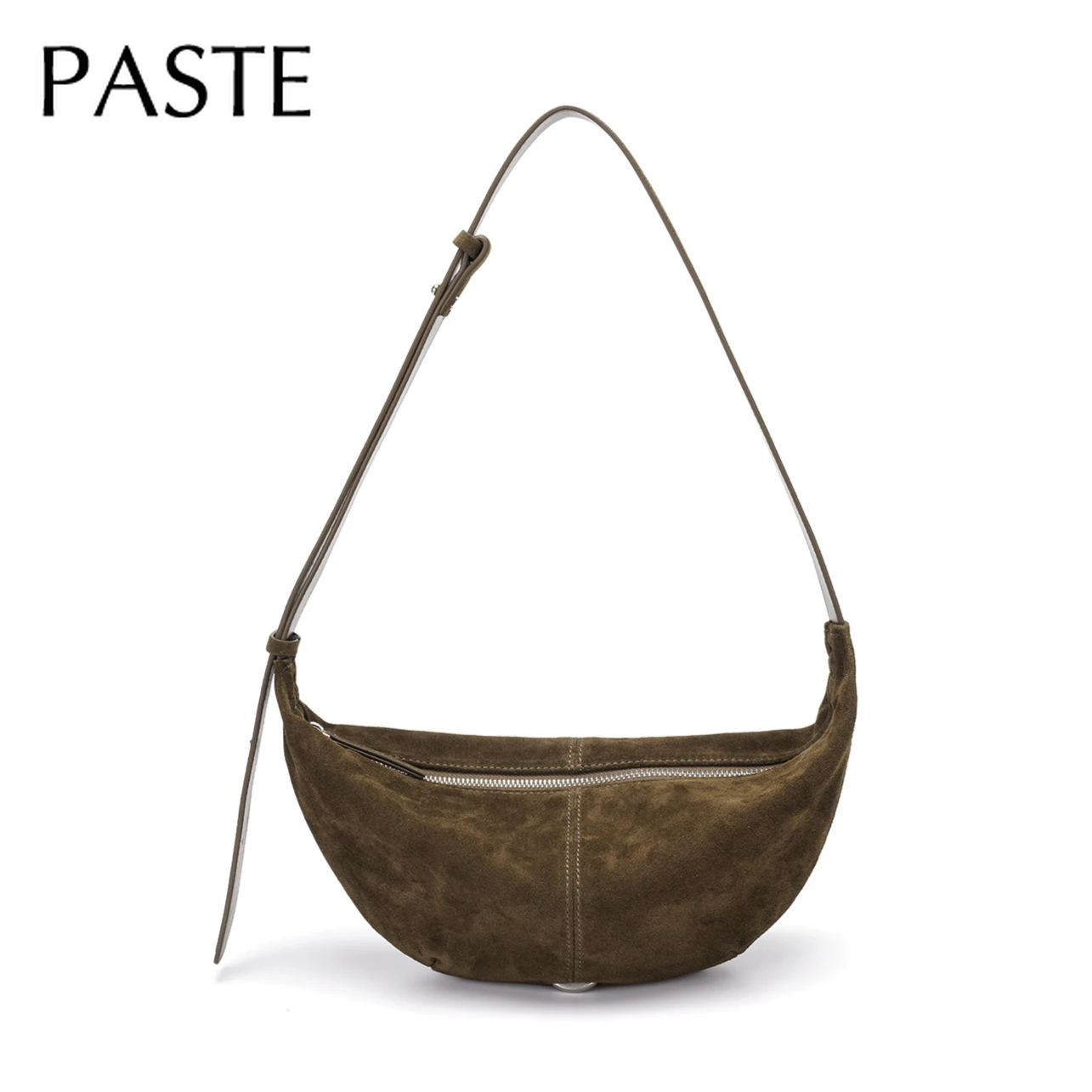 Minimalist Design Pease Shape Small Saddle Flap Bag Coffee Red Color Real Suede Leather or Lambskin Women Crossbody Bag Purse